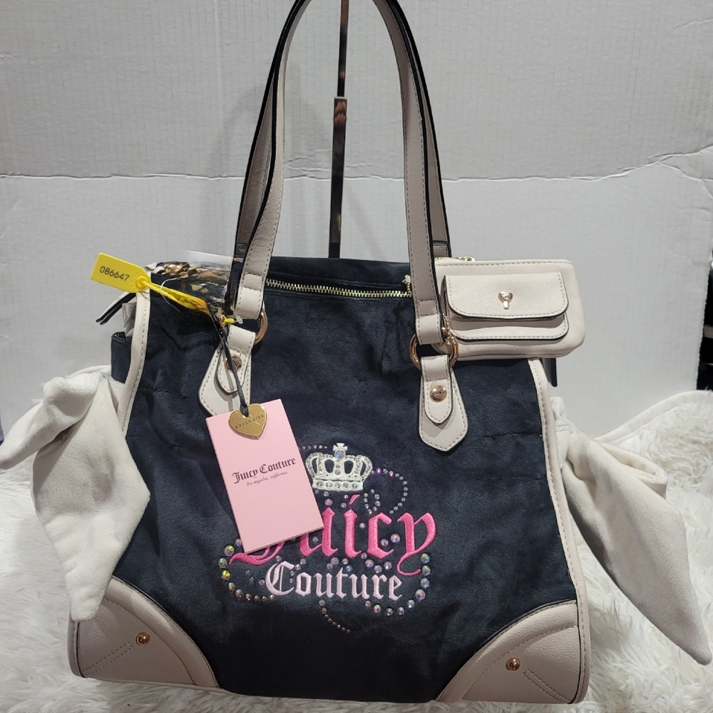Juicy Couture Dreamy Juicy Tote Liquorice/Crystal Crown New Exclusive - Picture 11 of 12